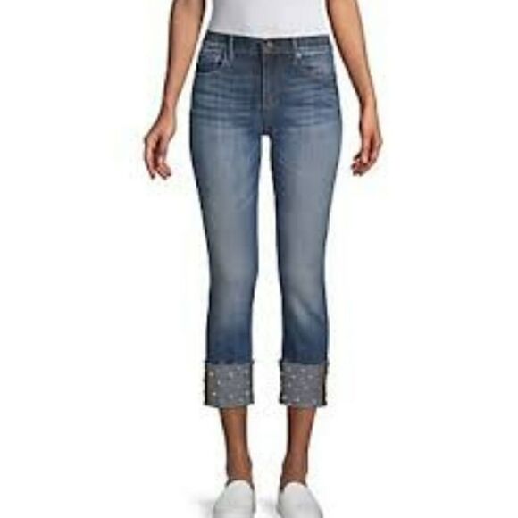 Denim Blvd Skinny Cuffed Pearl  Denim Jeans - Picture 2 of 16